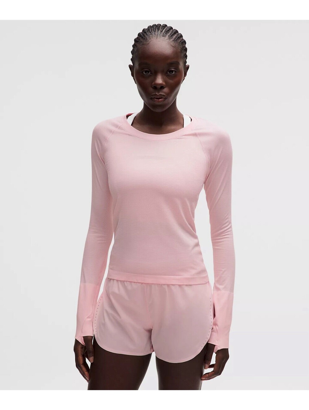 Lulu lemon Swiftly Tech Long Sleeve Shirt 2.0 Waist Length Pink Pearl Sz 6